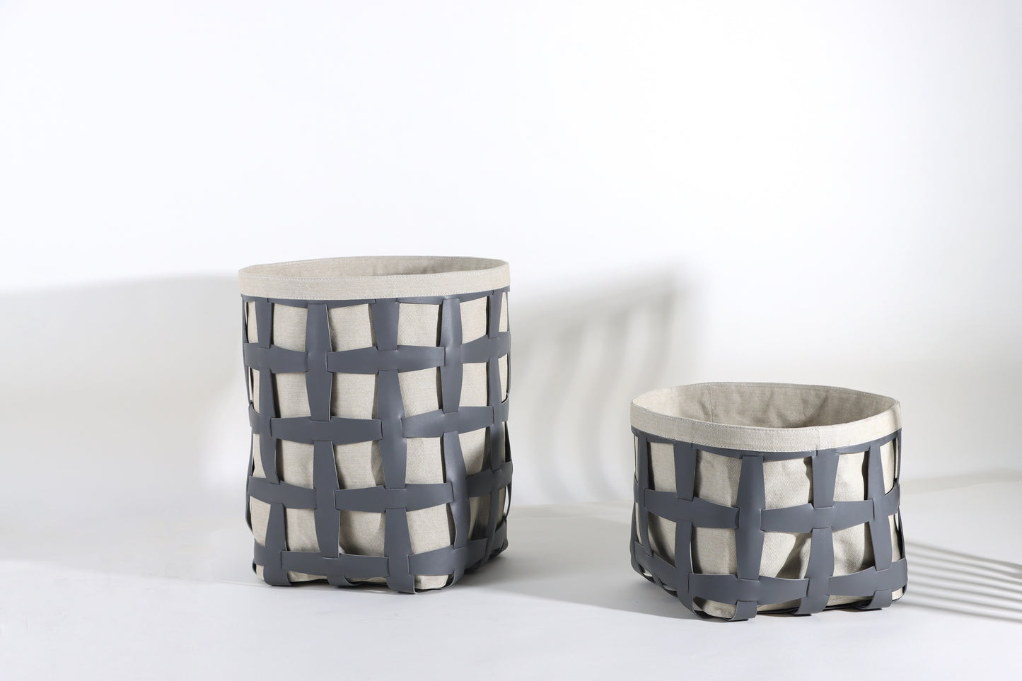 GREY MICRO-FIBER EATER & FABRIC FABRIC BASKET