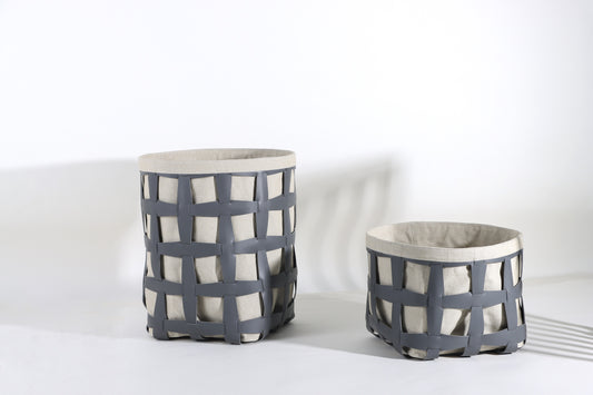 GREY MICRO-FIBER EATER & FABRIC FABRIC BASKET