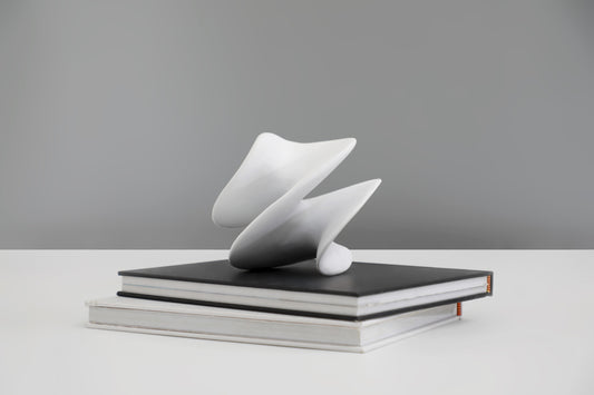 White Resin Geometric Sculpture