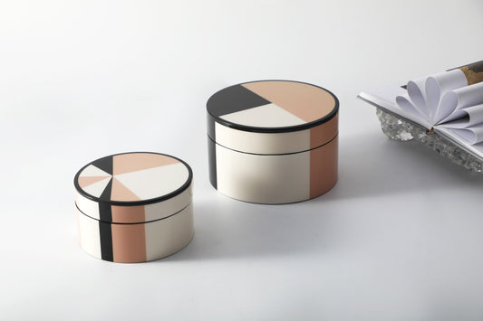 ORANGE & WHITE MDF & RESIN PIANO LACQUER STORAGE BOX