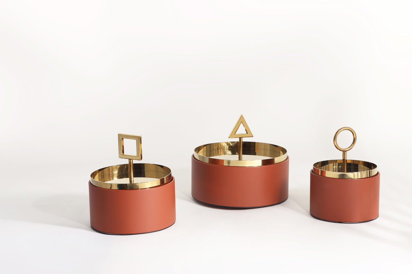 BROWN & GOLD MICRO-FIBER LEATHER & S/S STEEL & PVC STORAGE BOX
