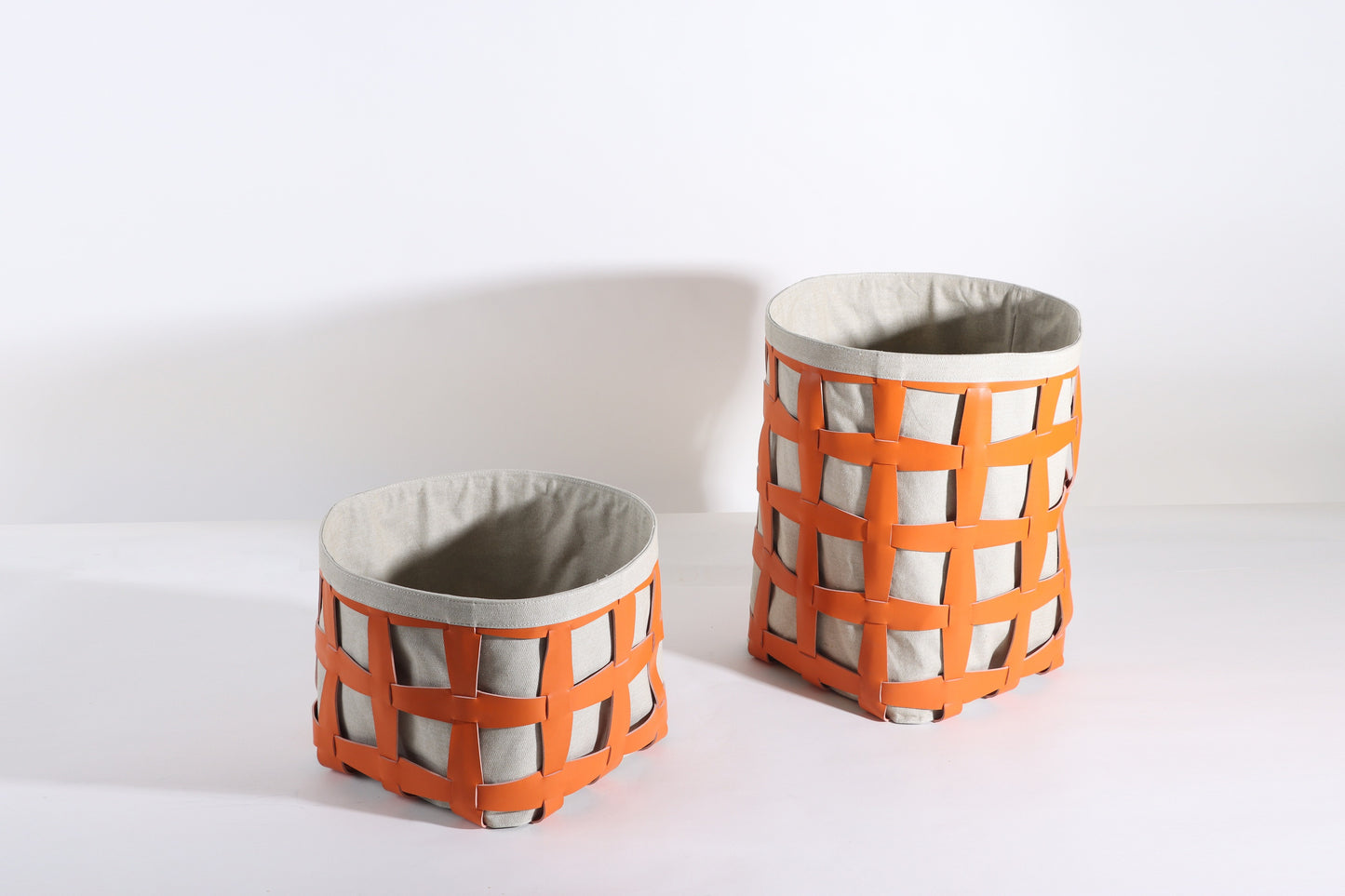 Beige & Orange Micro-Fiber Eater & Fabric Basket