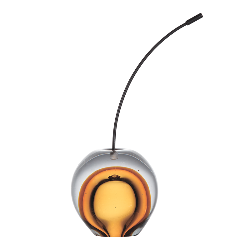 Amber Glass Strawberry Sculpture