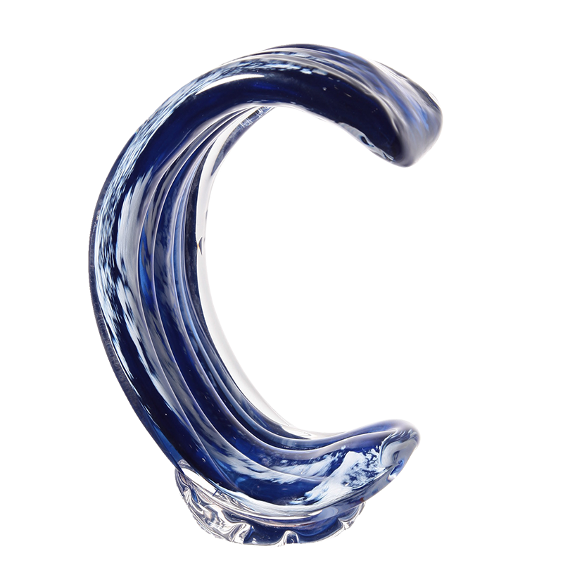 Blue Glass Candle Holder Sculpture