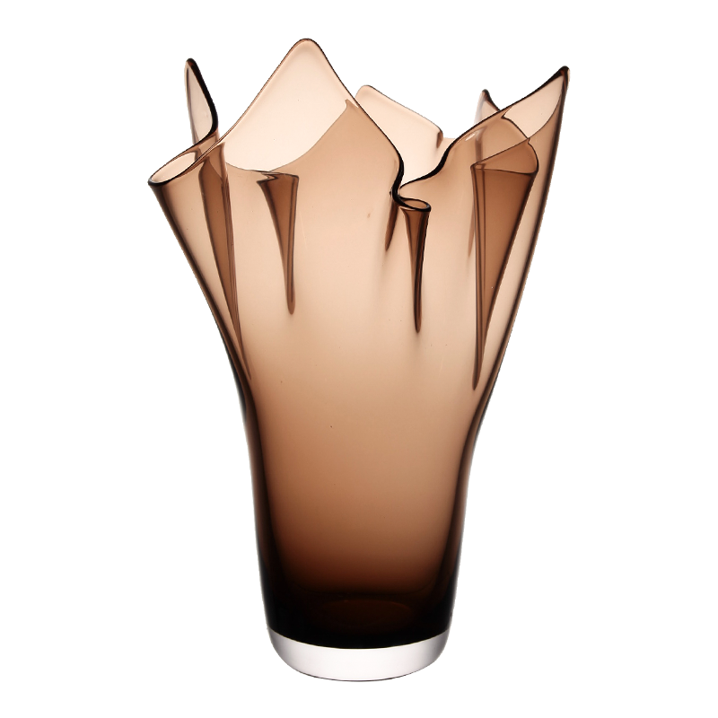Brown Wavy Glass Vase