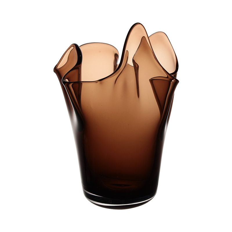 Brown Wavy Glass Vase