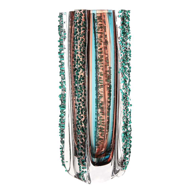 Multi-color Cylindrical Glass Vase