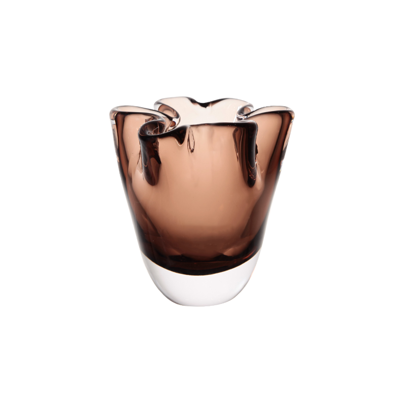 Brown Wavy Glass Vase