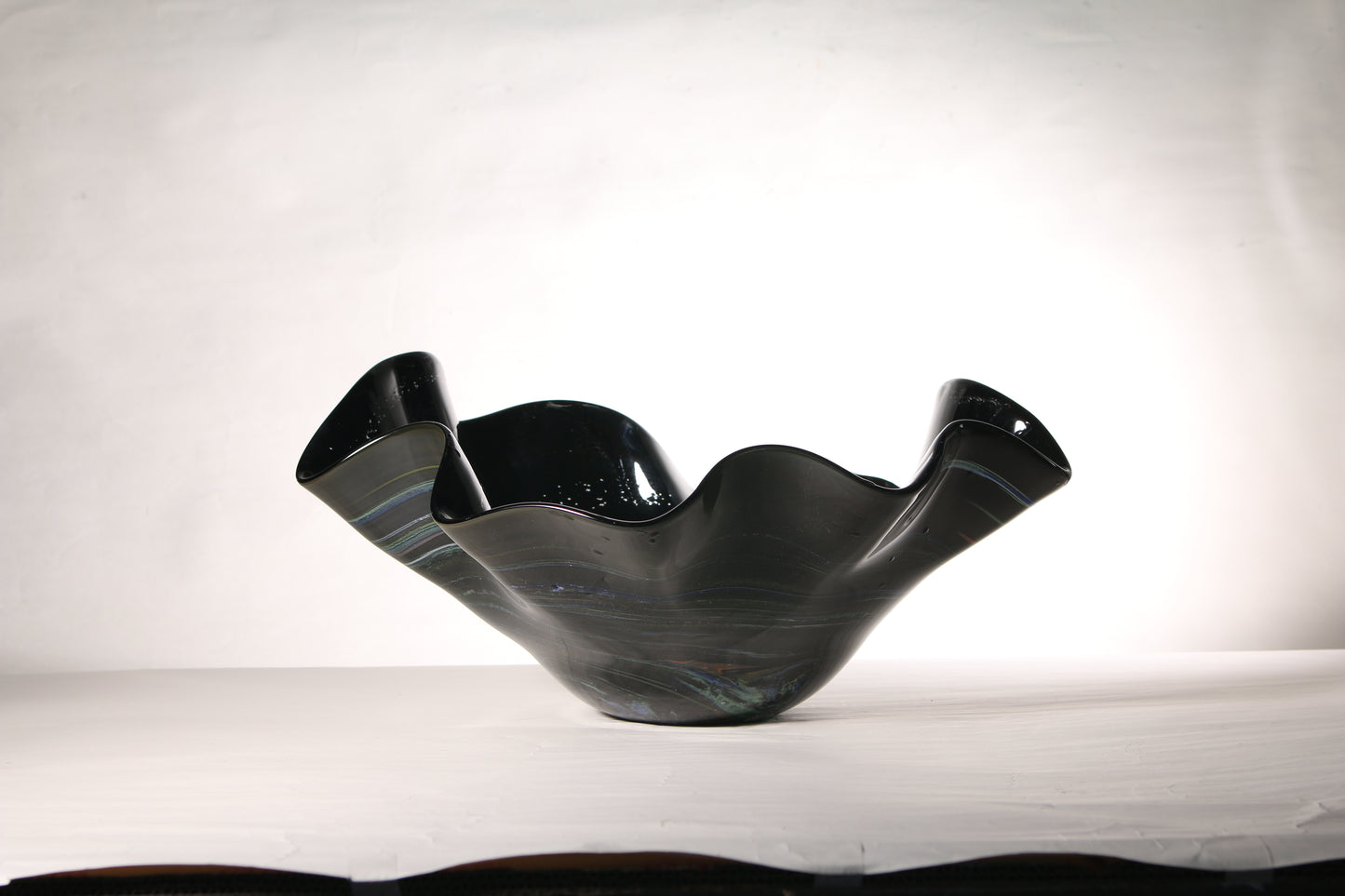 Black Glass Wavy Fruit Plate