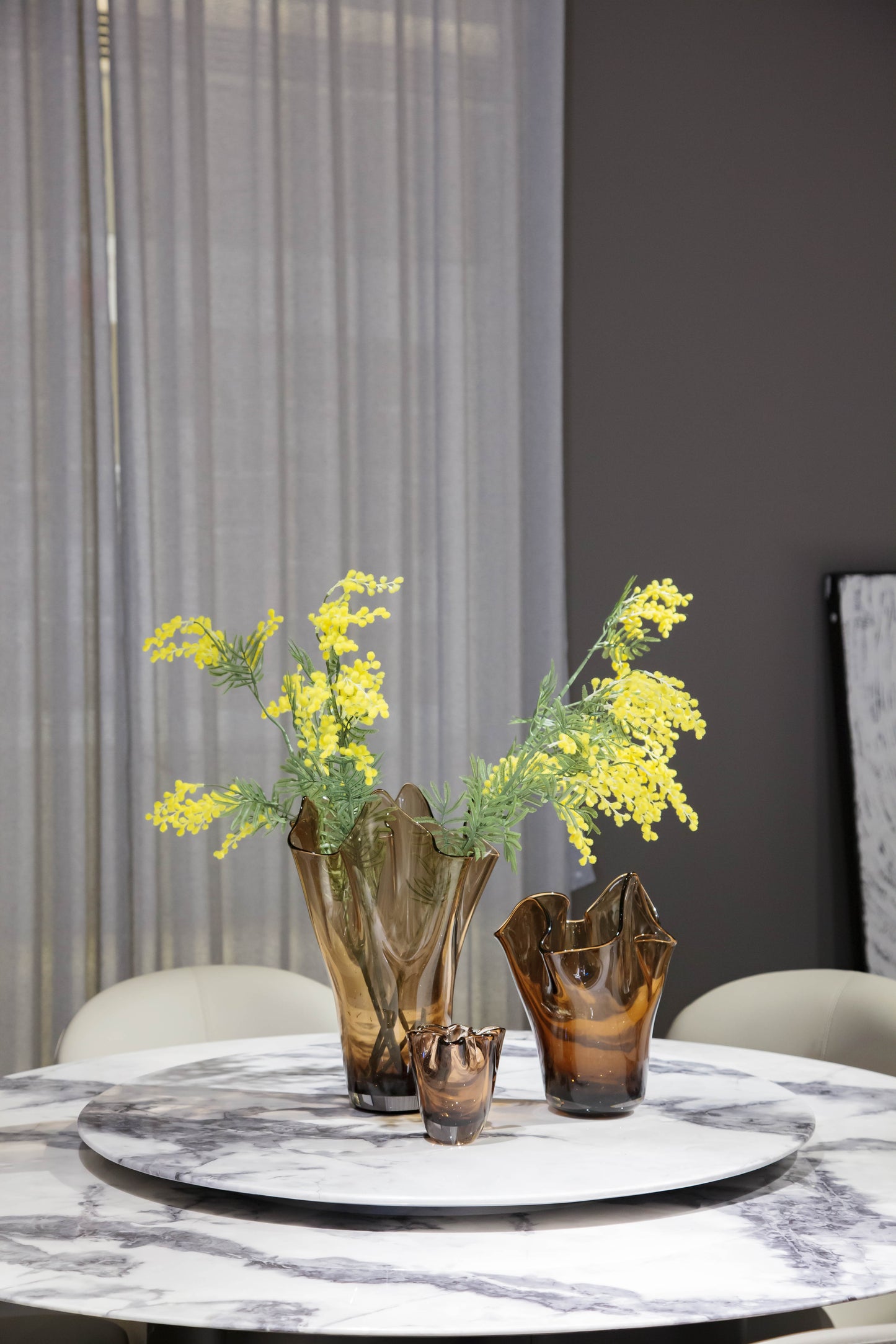 Brown Wavy Glass Vase