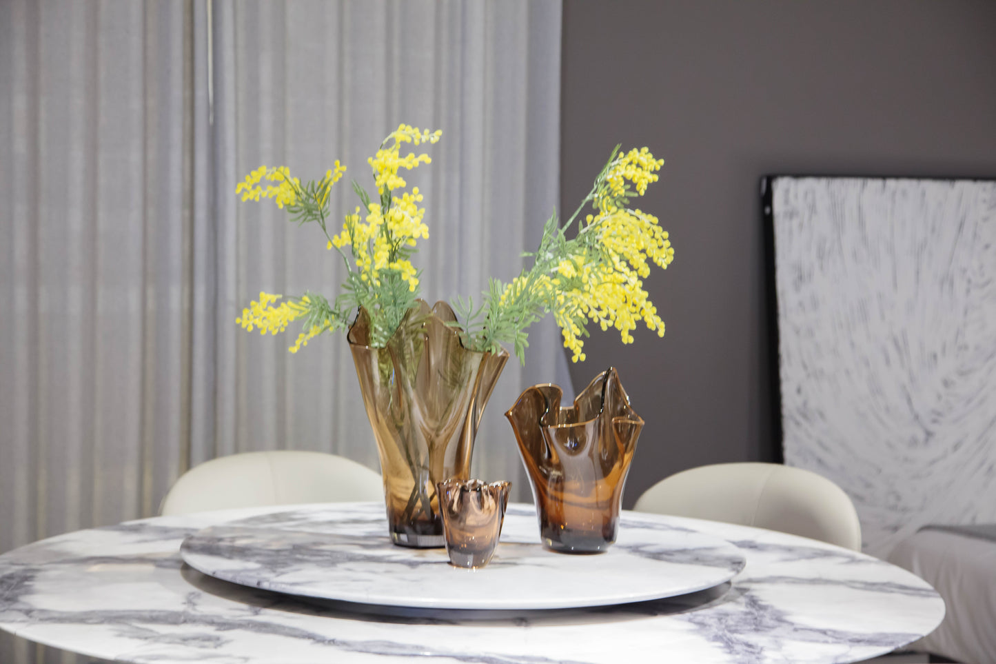 Brown Wavy Glass Vase