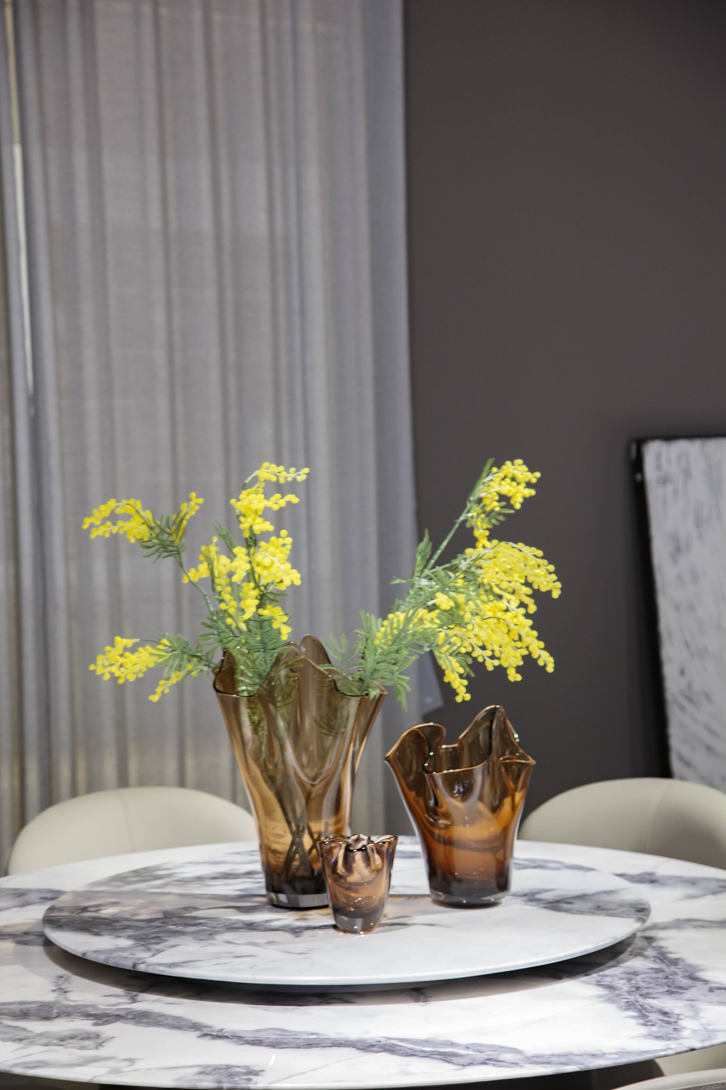 Brown Wavy Glass Vase