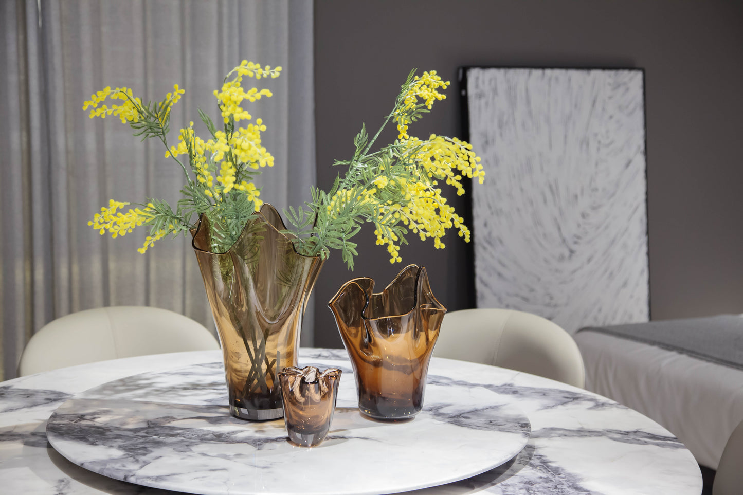 Brown Wavy Glass Vase