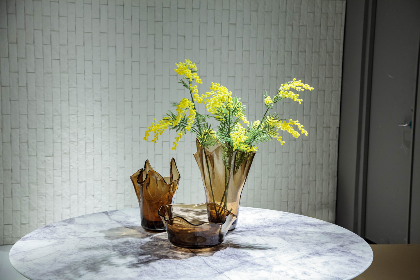 Brown Wavy Glass Vase