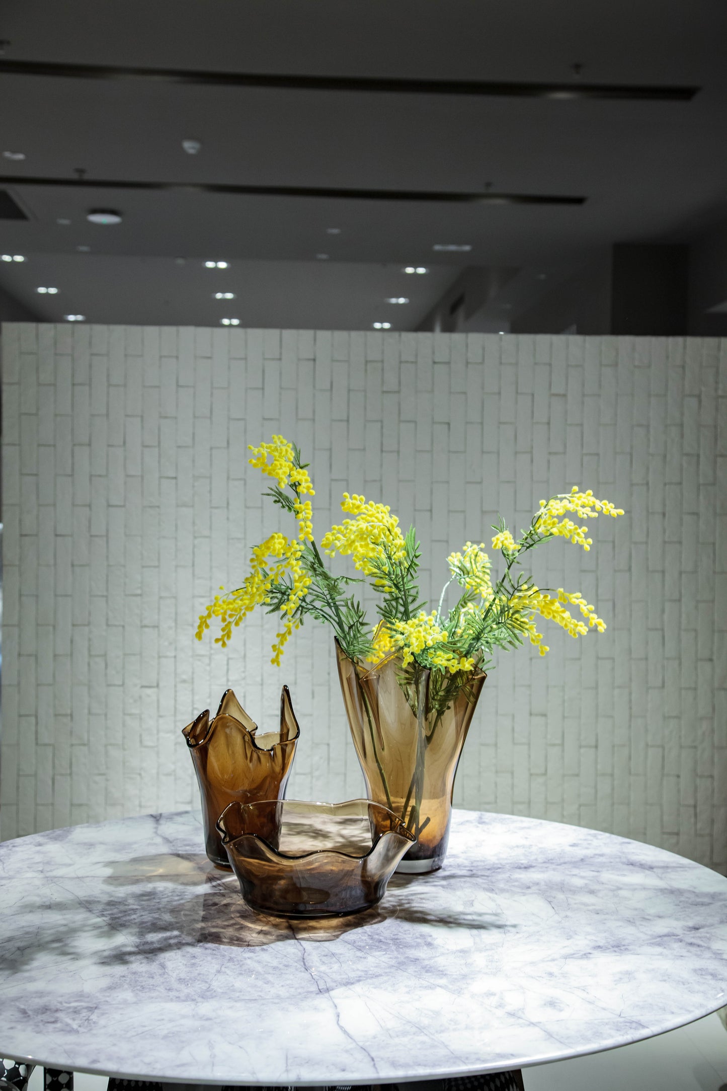 Brown Wavy Glass Vase