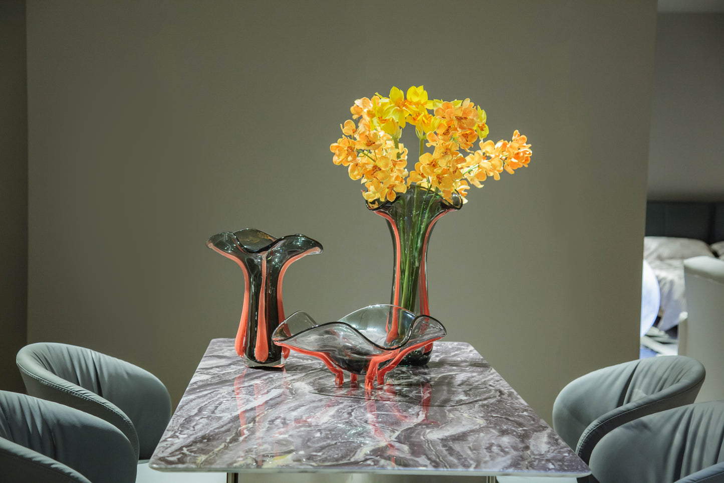 Grey & Pink Glass Vase