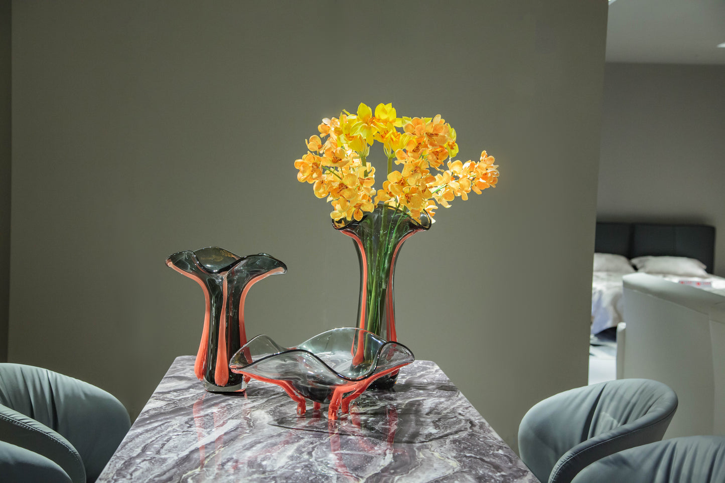 Grey & Pink Glass Vase