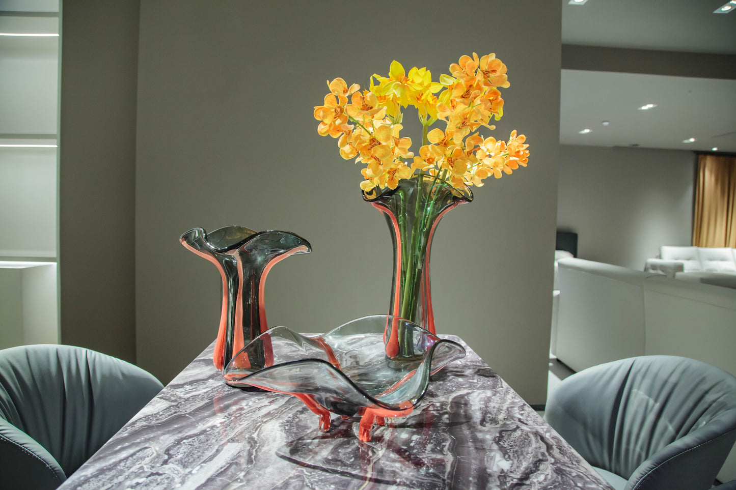 Grey & Pink Glass Vase