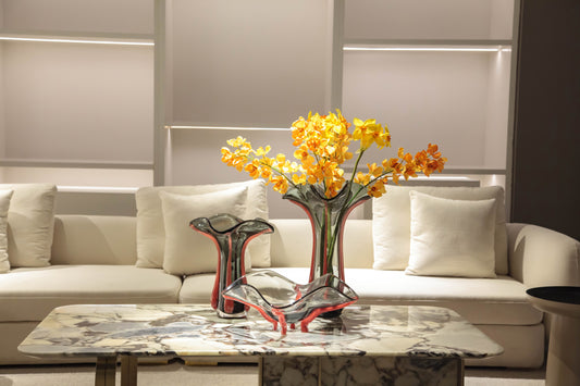 Grey & Pink Glass Vase