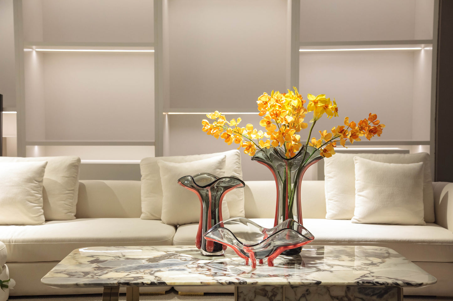 Grey & Pink Glass Vase