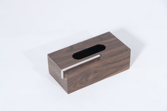 Brown Mdf & S/S Steel Tissue Box