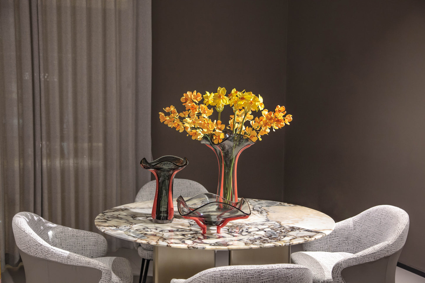 Grey & Pink Glass Vase