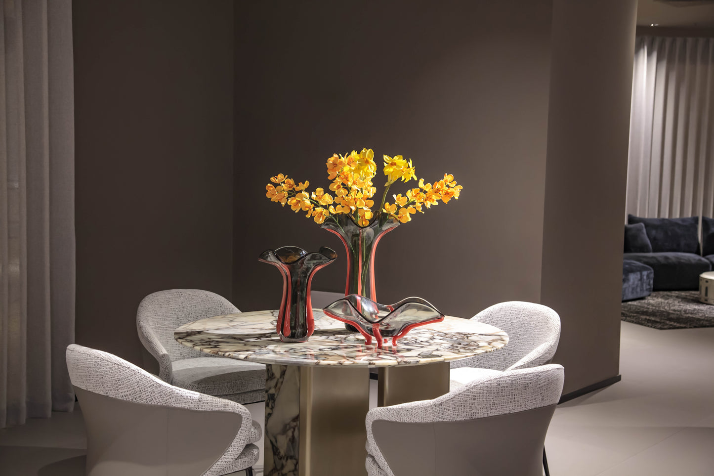 Grey & Pink Glass Vase