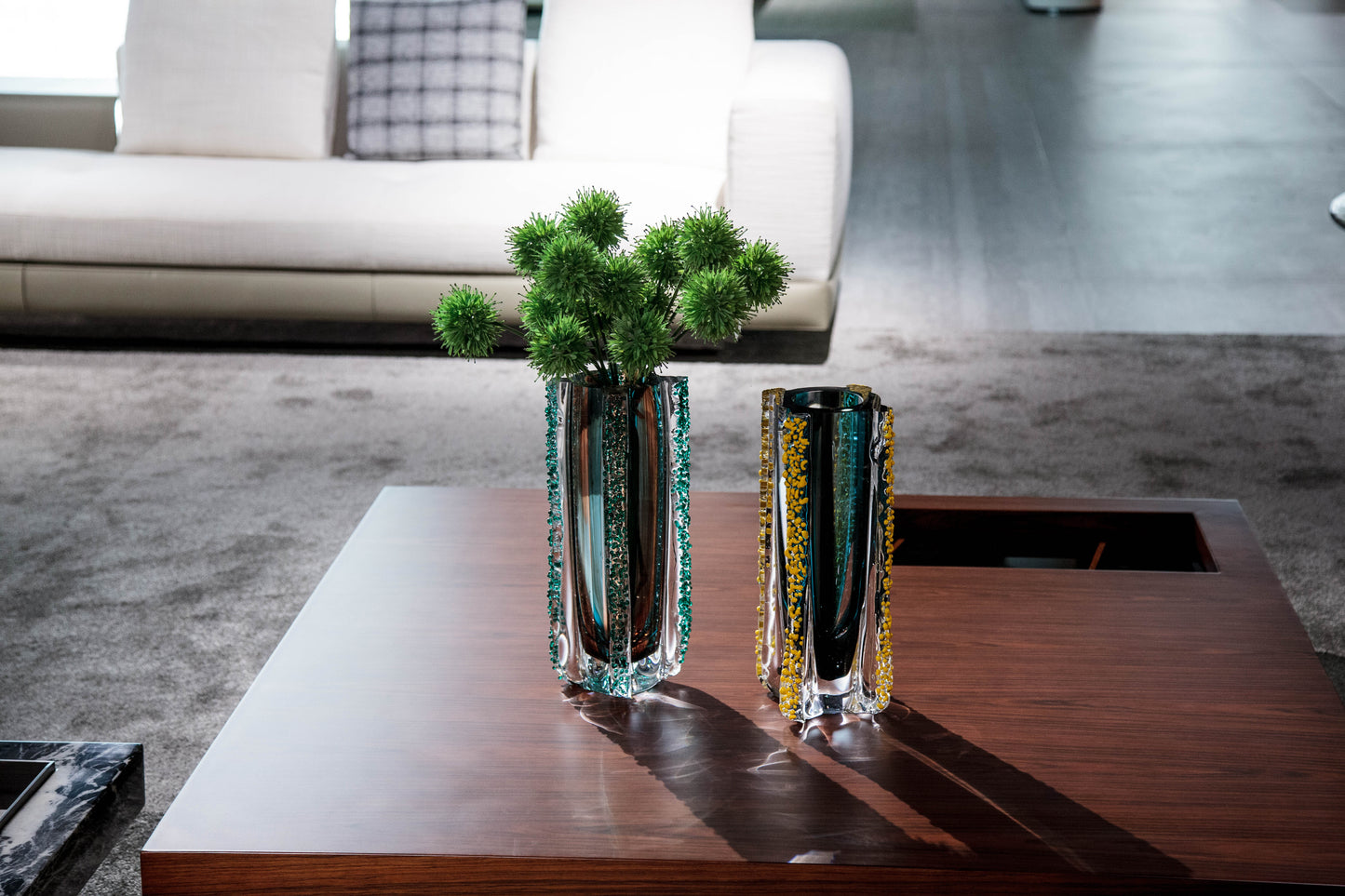 Multi-color Cylindrical Glass Vase