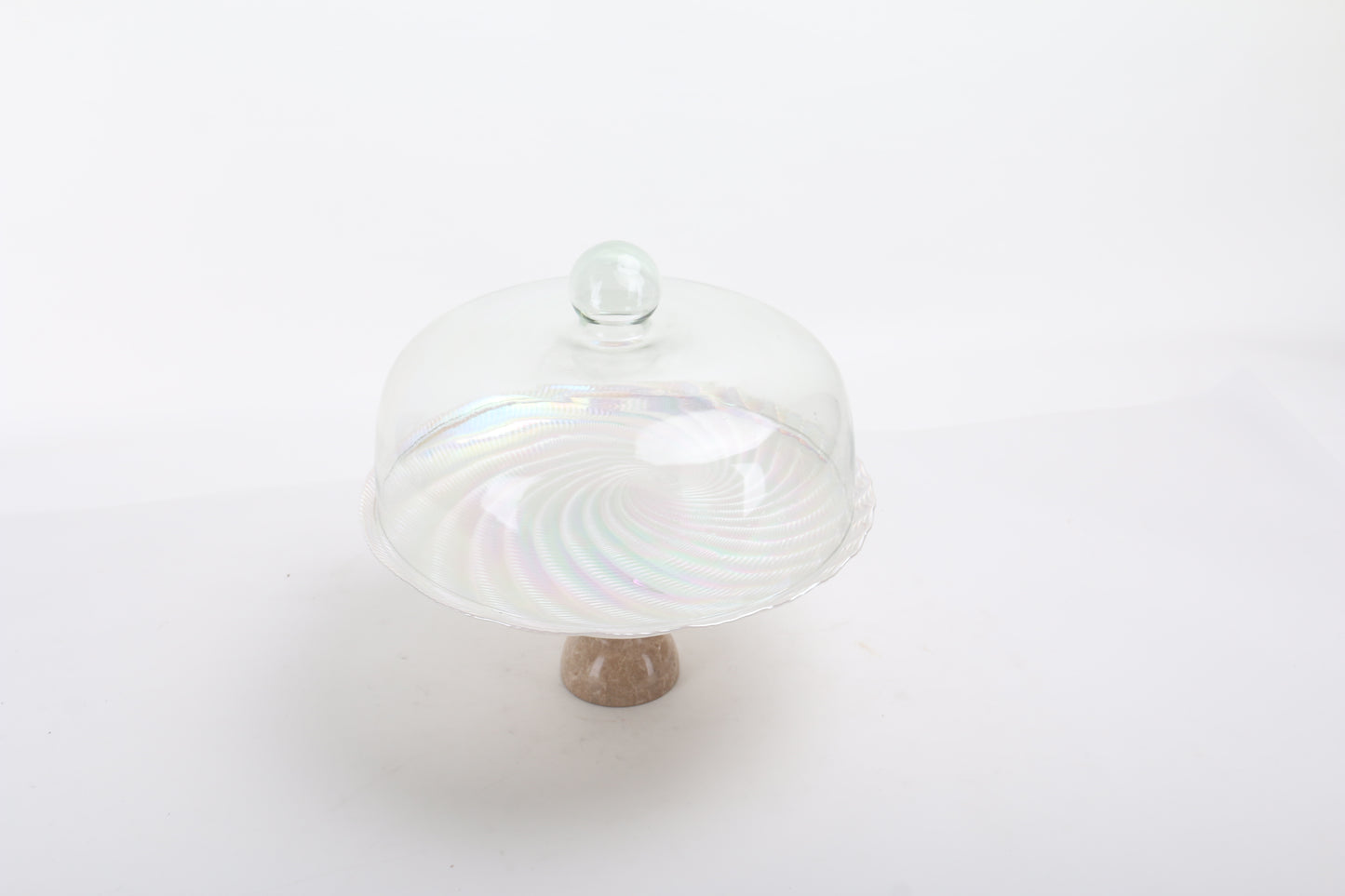 Marble & Glass Tray With Dome Cover - Cake Display
