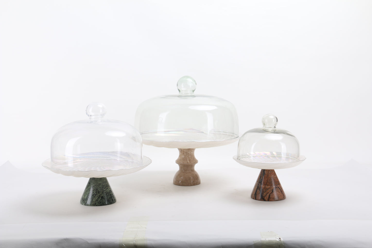 Marble & Glass Tray With Dome Cover - Cake Display