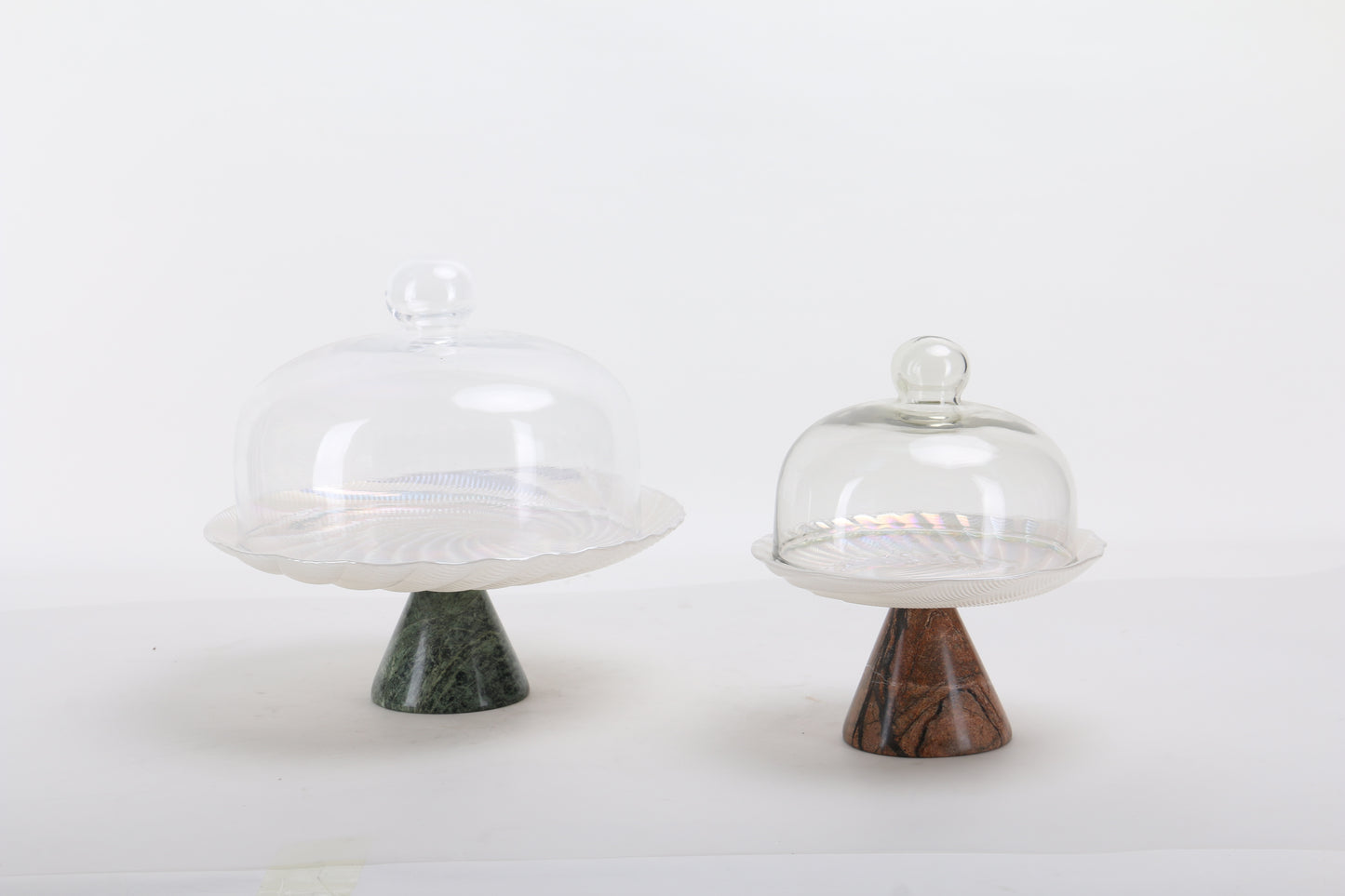 Marble & Glass Tray With Dome Cover - Cake Display