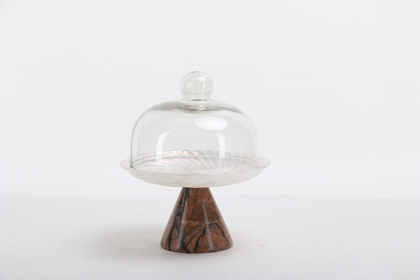 Marble & Glass Tray With Dome Cover - Cake Display