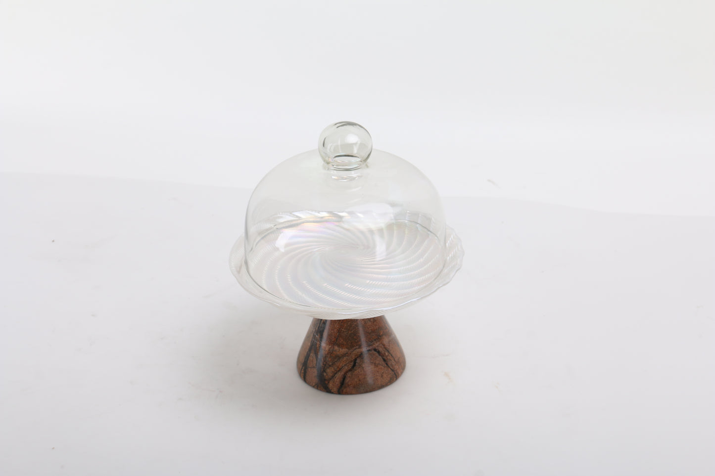 Marble & Glass Tray With Dome Cover - Cake Display