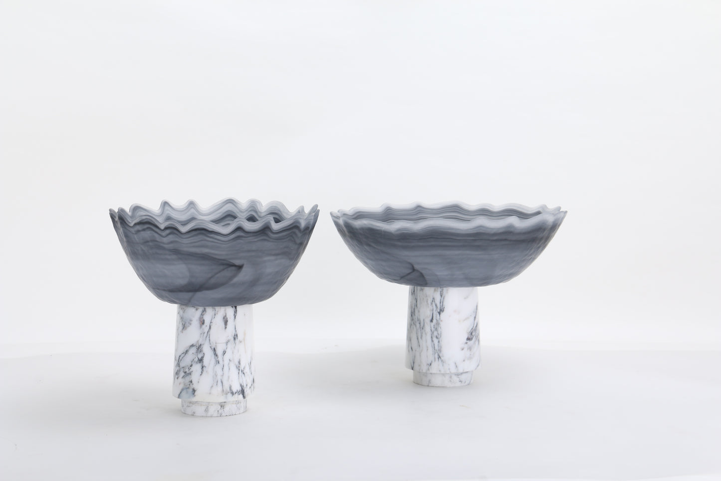 Grey Waved Marble & Glass Tray