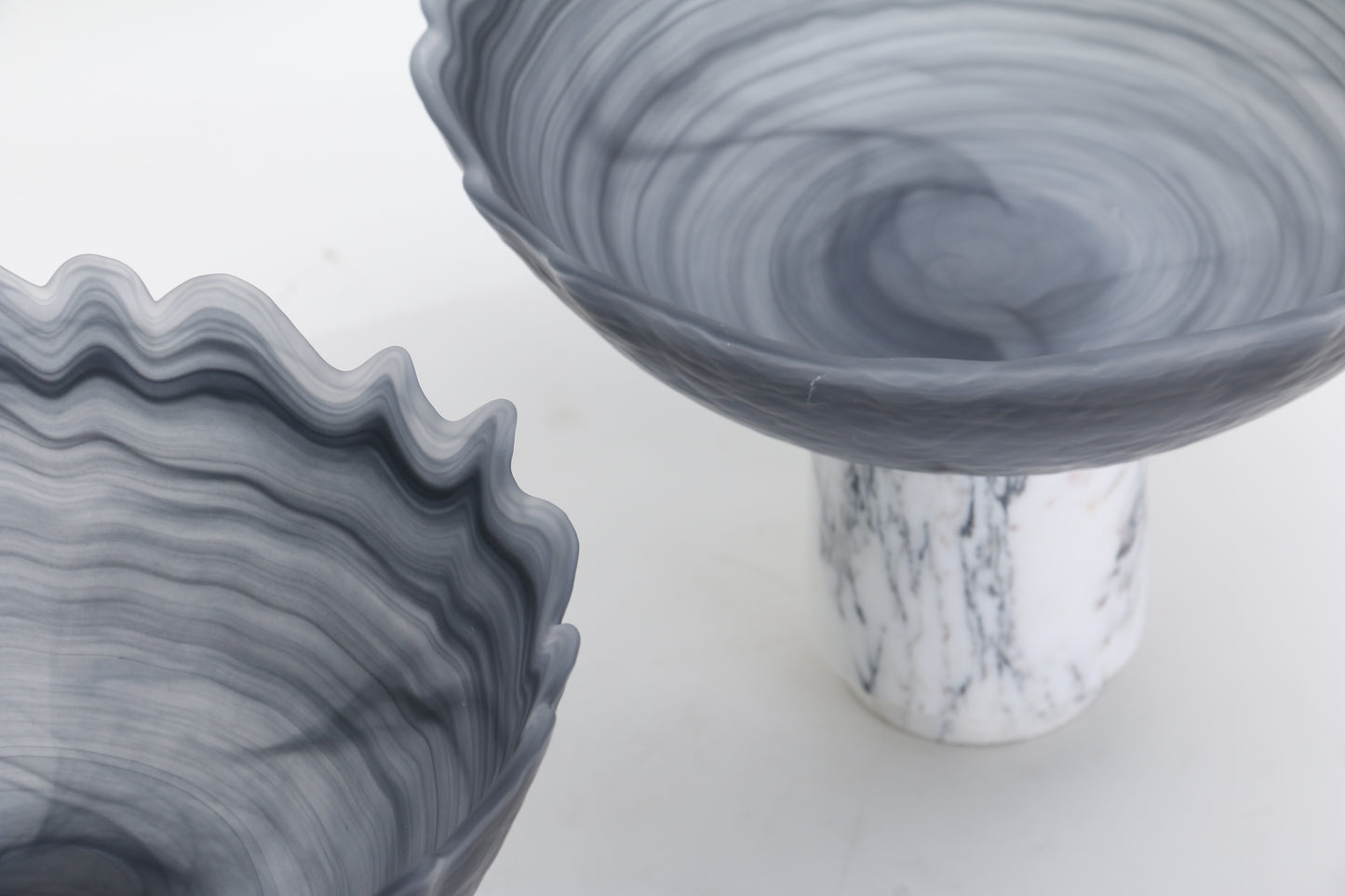 Grey Waved Marble & Glass Tray