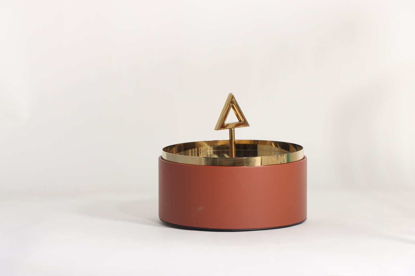 BROWN & GOLD MICRO-FIBER LEATHER & S/S STEEL & PVC STORAGE BOX
