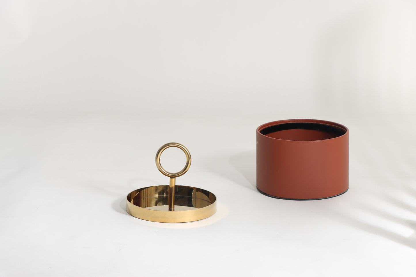 BROWN & GOLD MICRO-FIBER LEATHER & S/S STEEL & PVC STORAGE BOX