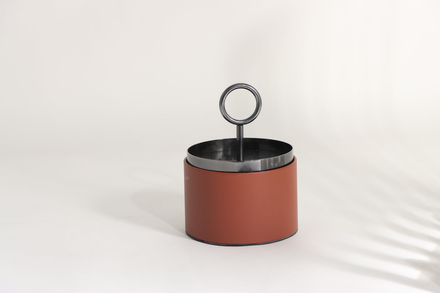 BROWN & BLACK MICRO-FIBER LEATHER & S/S STEEL & PVC STORAGE BOX
