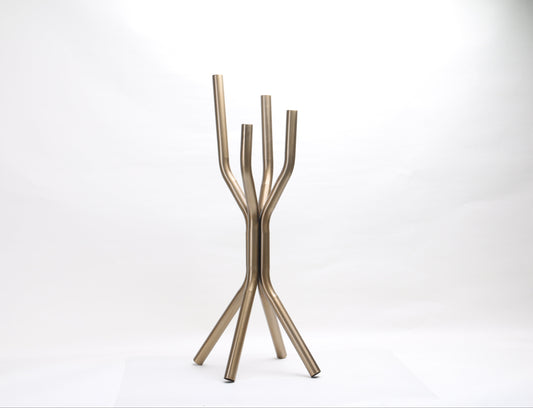 Antique Brass Four-Heads S/s Steel Candle Stick