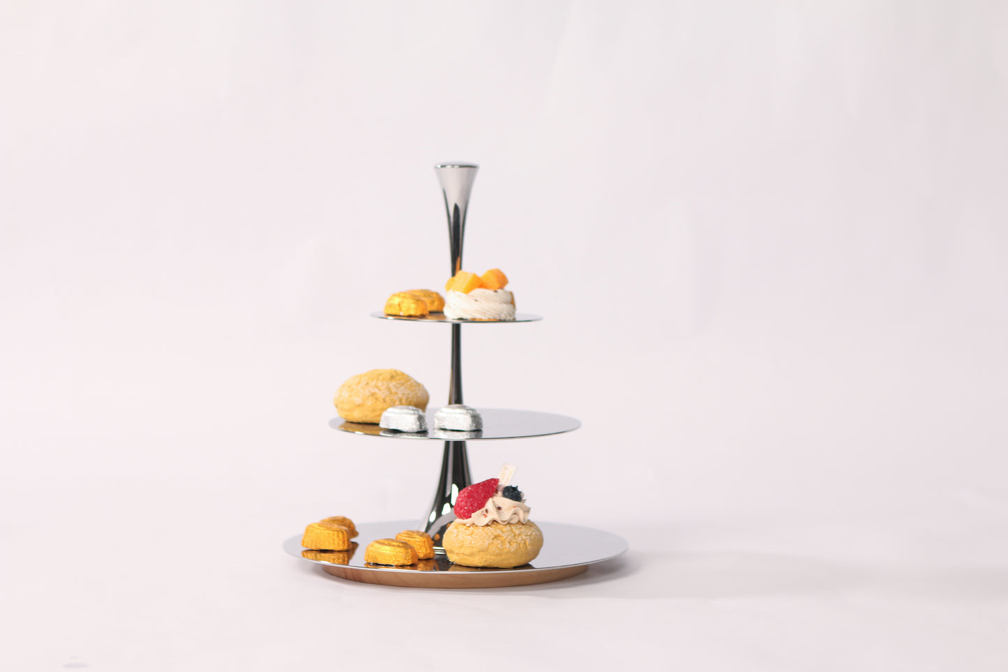 S/s Steel & Wood Base Triple-layer Cake Rack