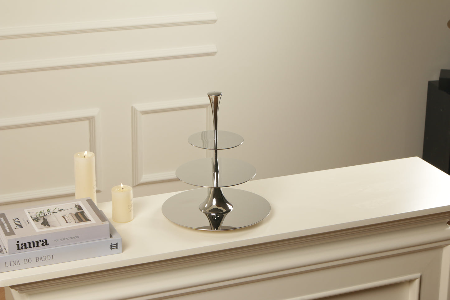 S/s Steel & Wood Base Triple-layer Cake Rack