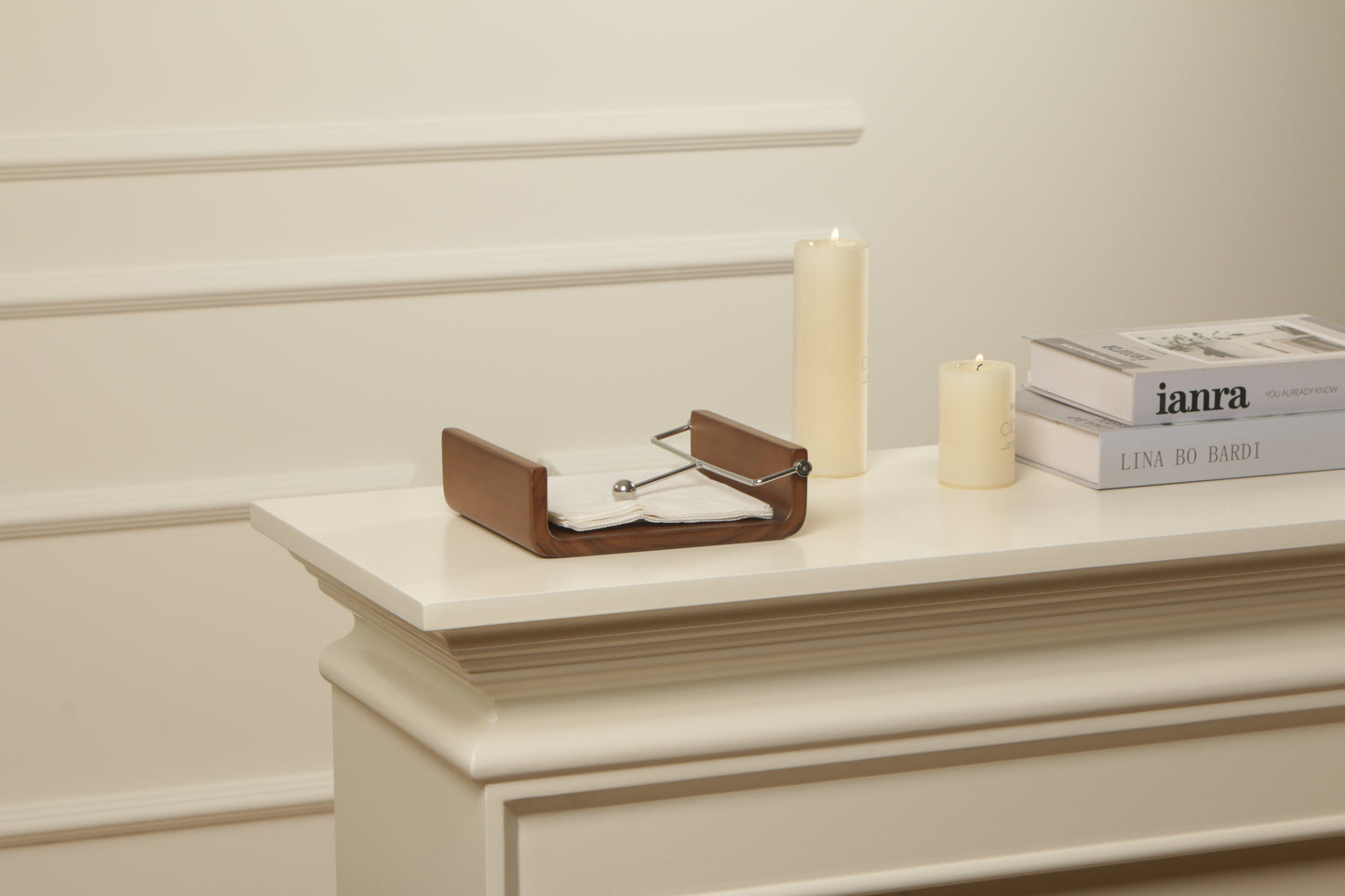 S/s Steel & Walnut Wood Tissue Holder