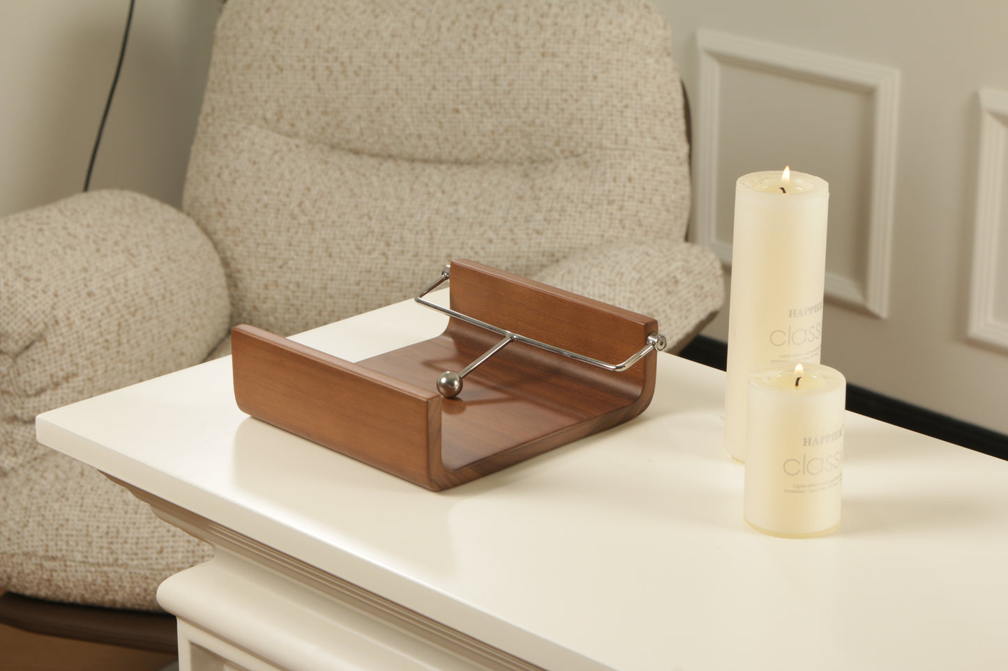 S/s Steel & Walnut Wood Tissue Holder