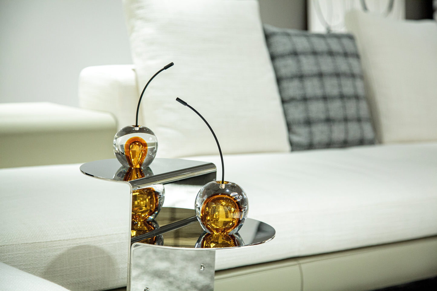 Amber Glass Strawberry Sculpture