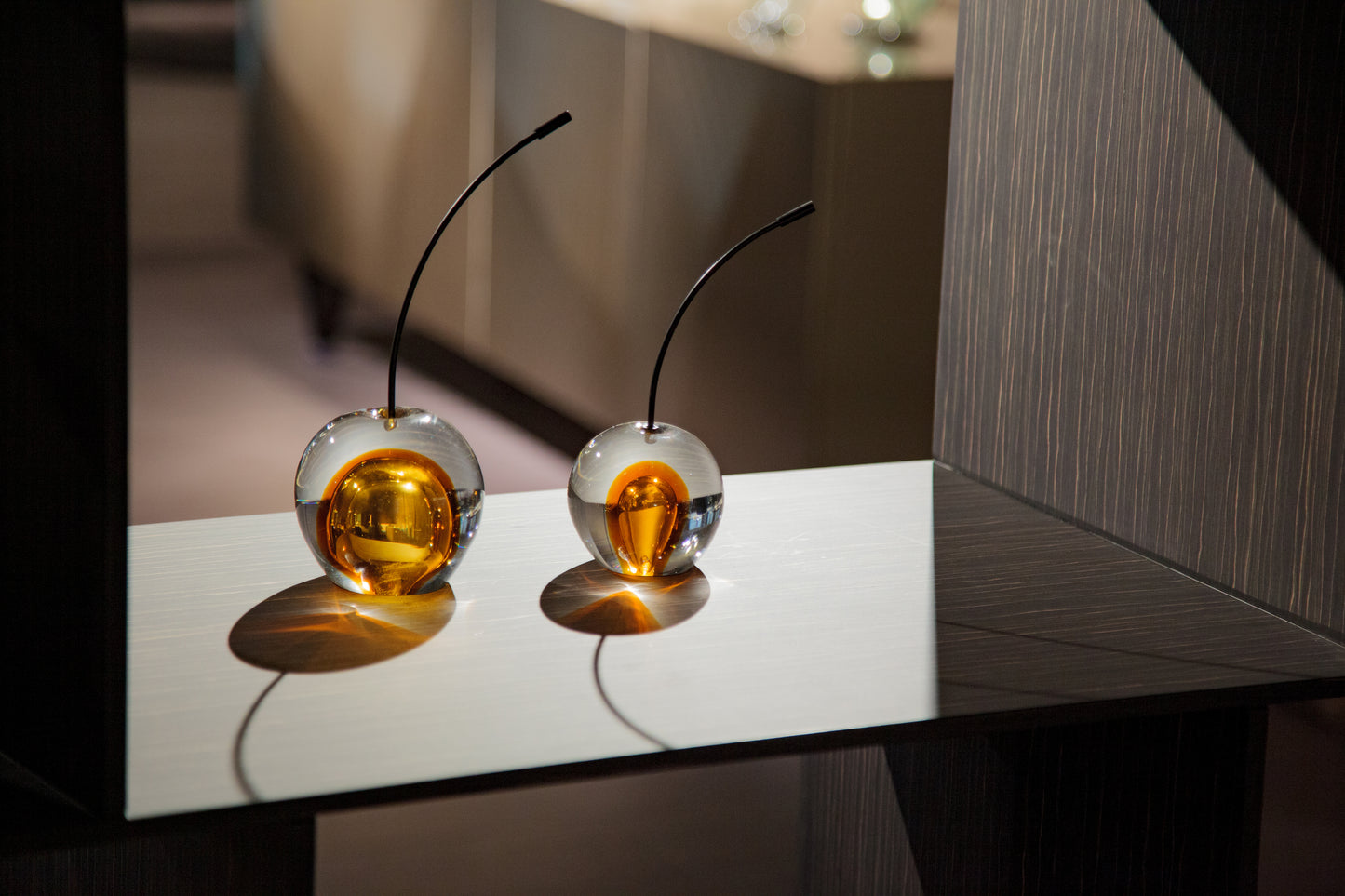 Amber Glass Strawberry Sculpture