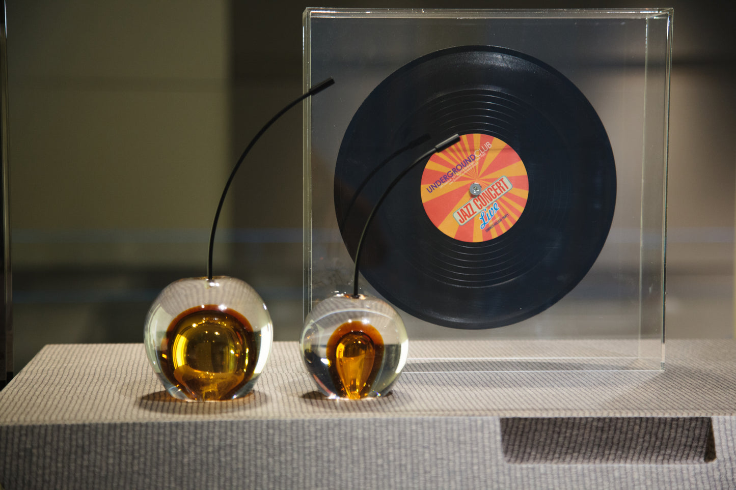 Amber Glass Strawberry Sculpture
