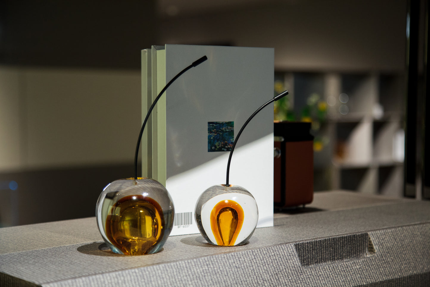 Amber Glass Strawberry Sculpture