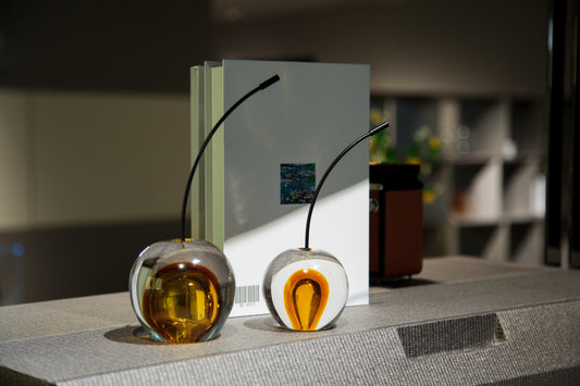 Amber Glass Strawberry Sculpture