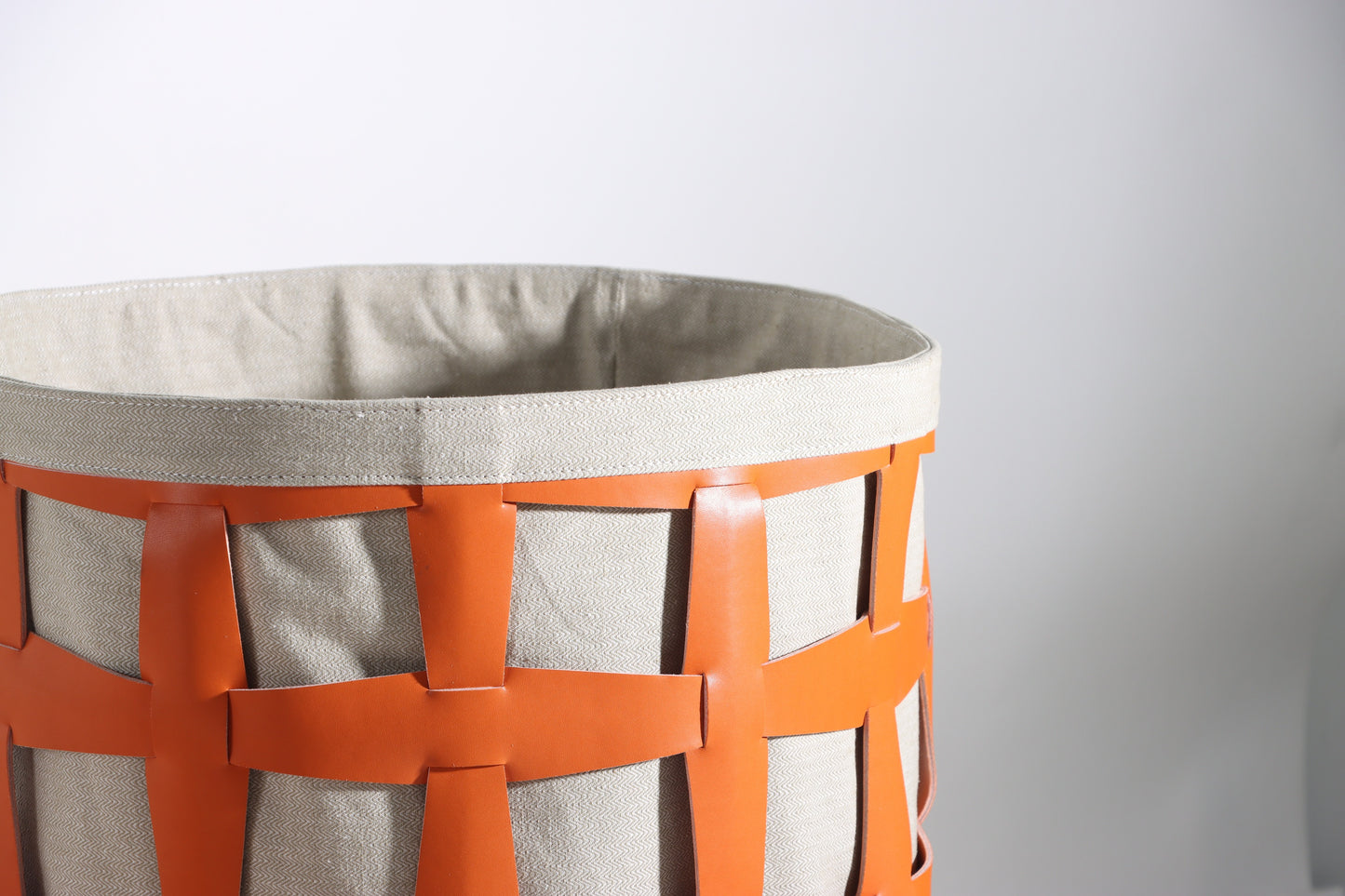 Beige & Orange Micro-Fiber Eater & Fabric Basket