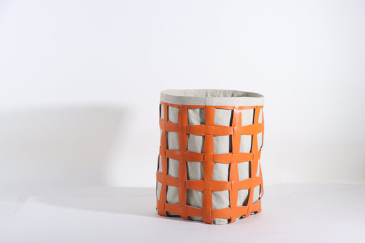 Beige & Orange Micro-Fiber Eater & Fabric Basket